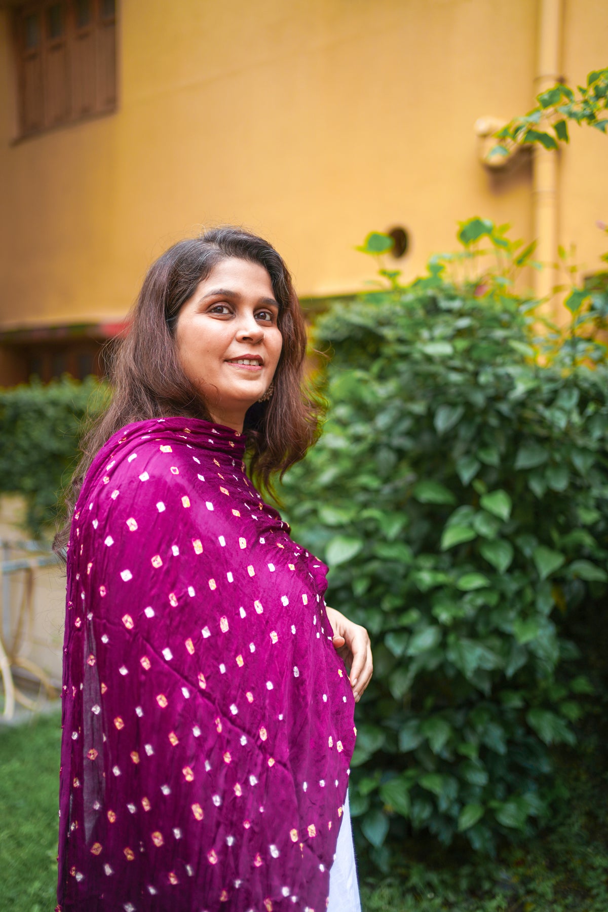 Aadhya - Purple Bandhani Modal Silk Dupatta with jari Border,